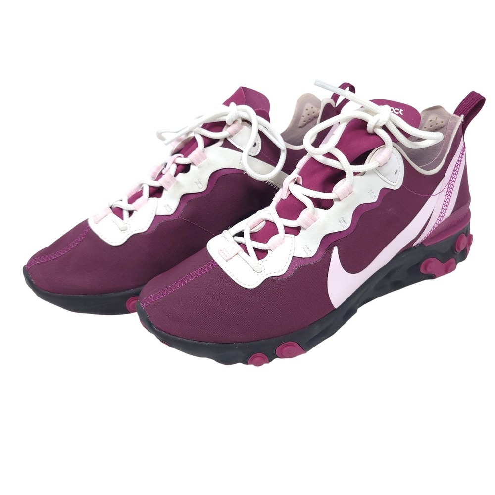 Nike React Element 55 Shoes Womens 9 Pink Maroon Running Sneakers CJ1497-991